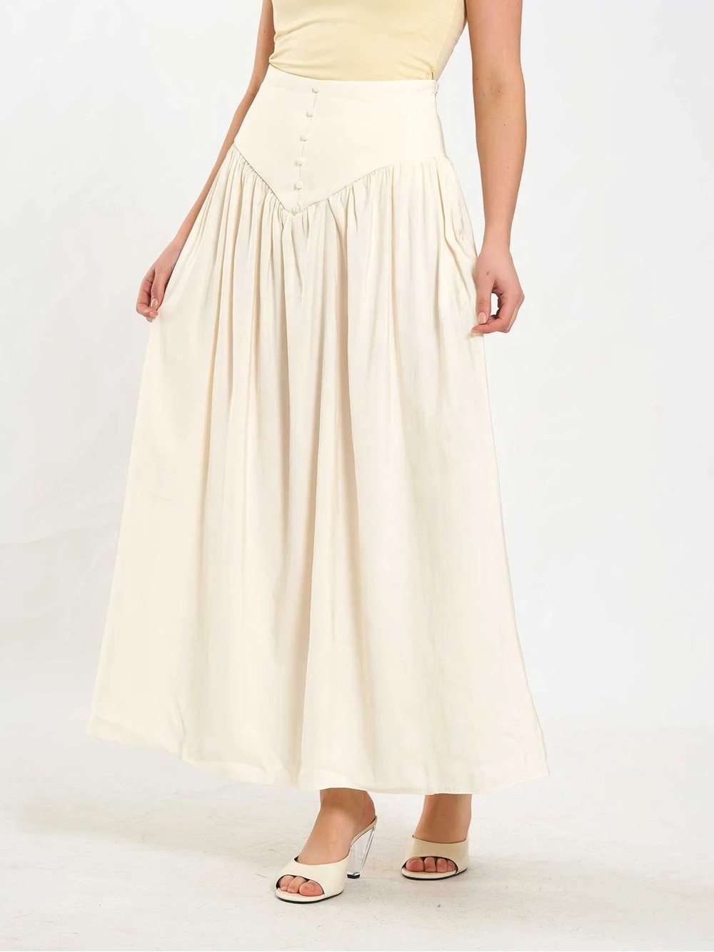 VINTAGE POSITANO WHITE MAXI SKIRT 100% COTTON Petit - Picture 10 of 10